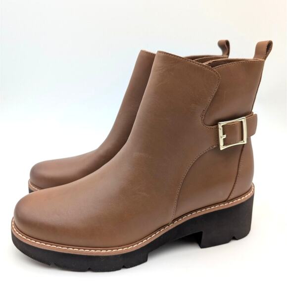 Naturalizer Delilah Leather Lug Sole Ankle Booties Brown Size US10M EU41 - Picture 1 of 11
